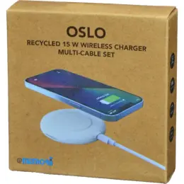 Oslo @memorii Recycled 15W Wireless Charger & Multi Cable Set White Gift Box